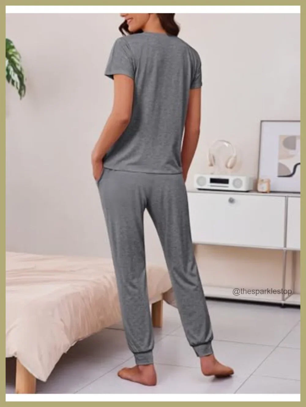 2 Pack Womens Pajama Set Short Sleeve Jogger Lounge Sleepwear with Pockets